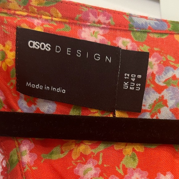 NWOT ASOS Design Cupped Red Floral Open Back Cut Out Tea Mini Dress size 8 - Picture 4 of 14